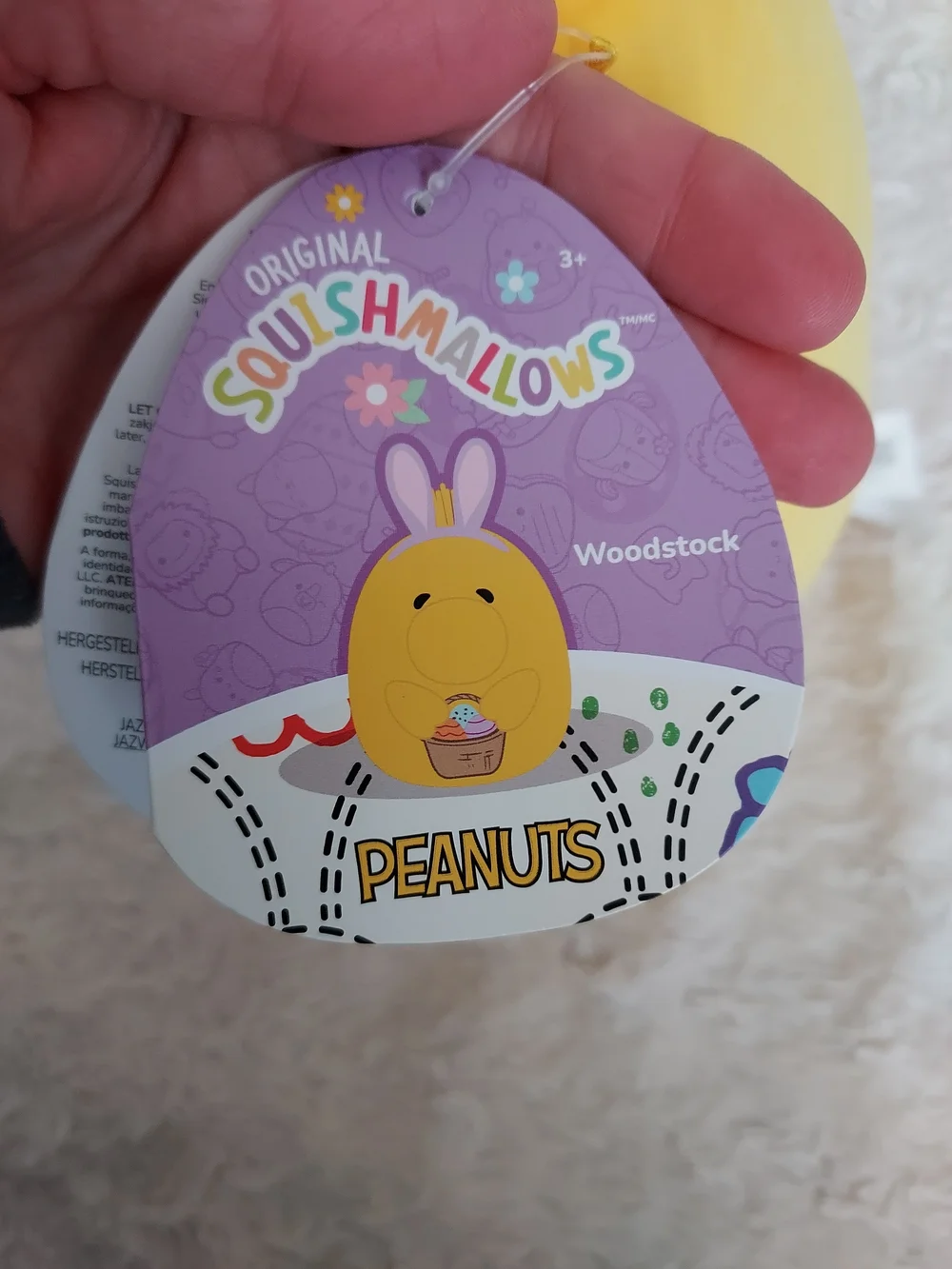 Squishmallows Peanuts Woodstock Bunny Easter Egg Basket Plush Classic